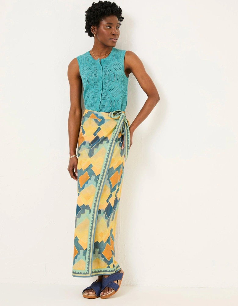 Wrap Water Print Skirt - Multi