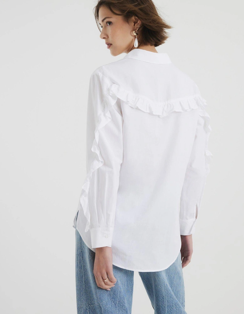 Ruffle Back Shirt - White