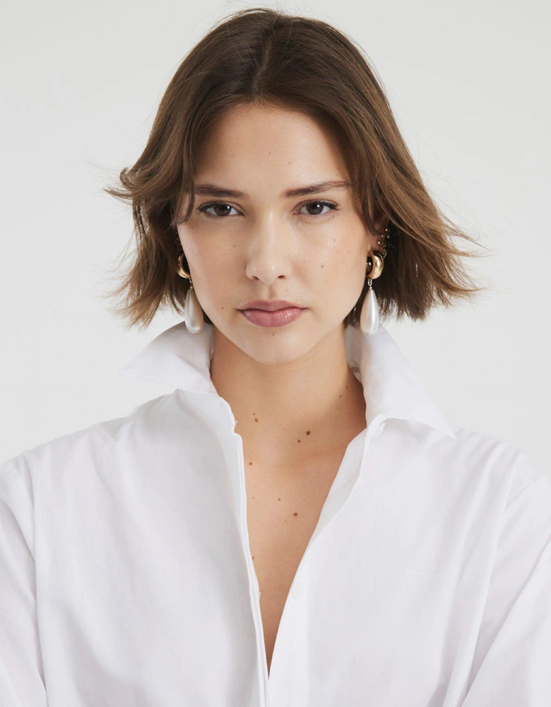 Ruffle Back Shirt - White