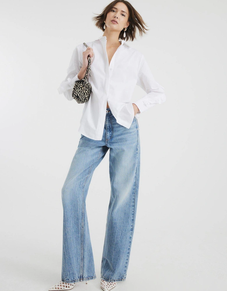 Ruffle Back Shirt - White