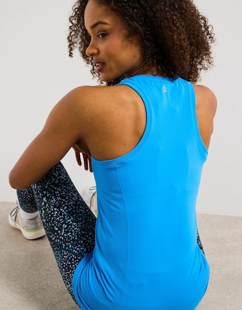 Womens Training Athlete Seamless Workout Tank Top - Blue