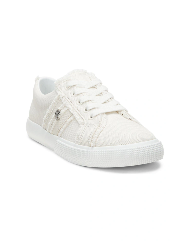 Janson Frayed Canvas Trainer - White