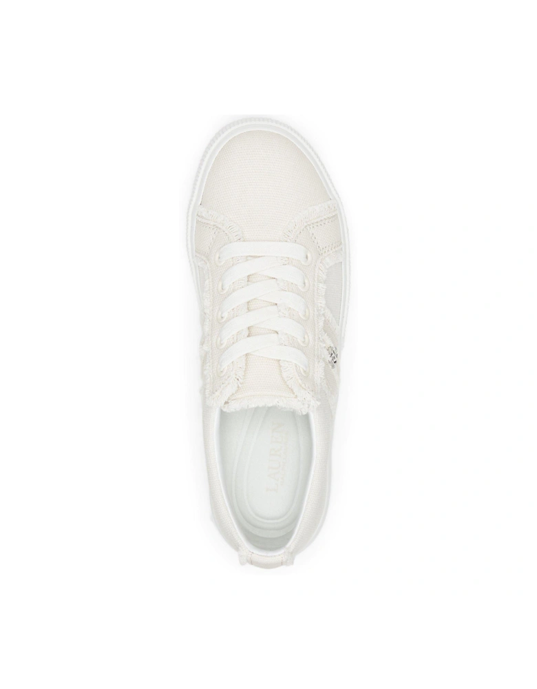 Janson Frayed Canvas Trainer - White