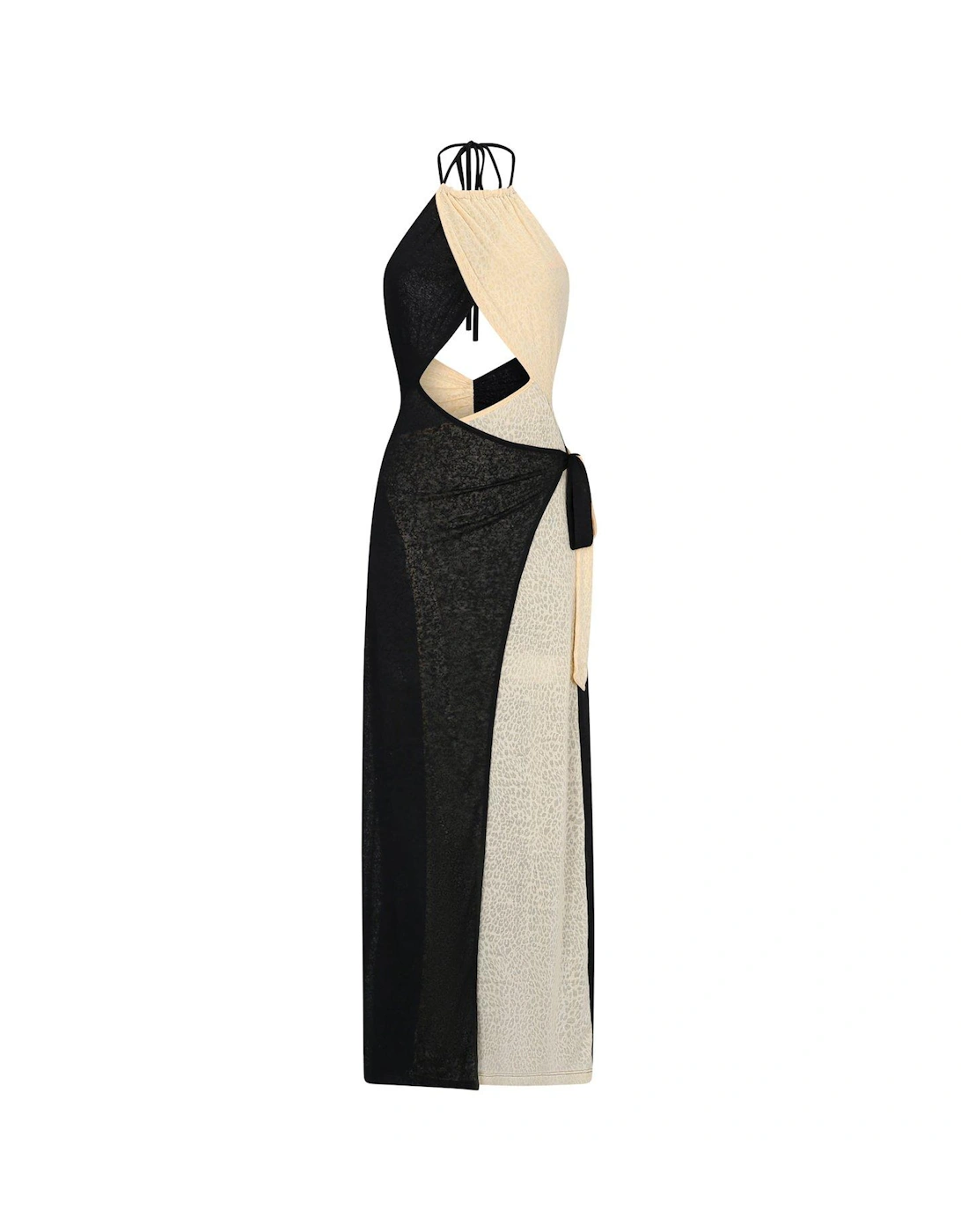 Colourblock Wrap Beach Dress - Black