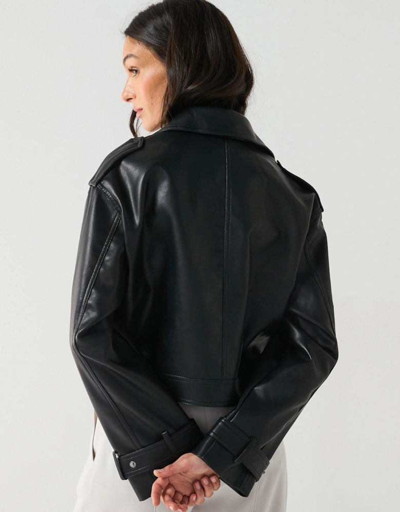 Faux Leather Jacket - Black