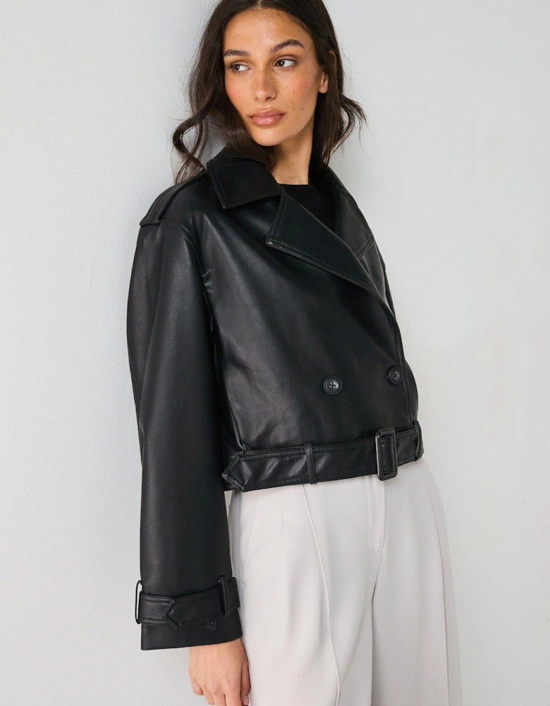 Faux Leather Jacket - Black