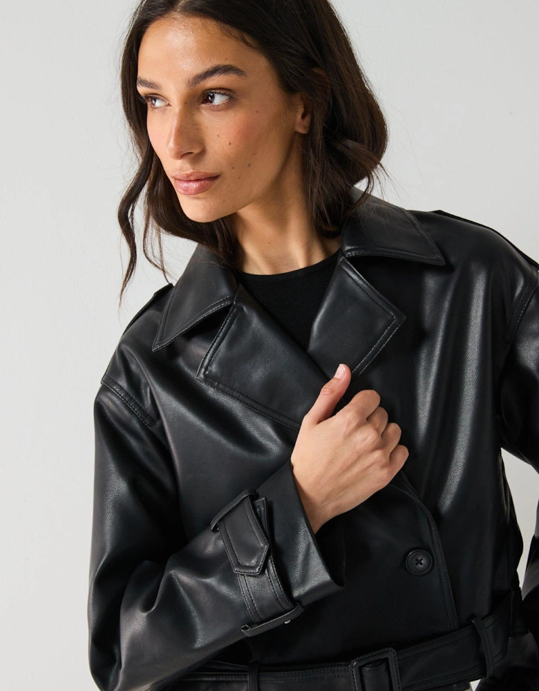 Faux Leather Jacket - Black