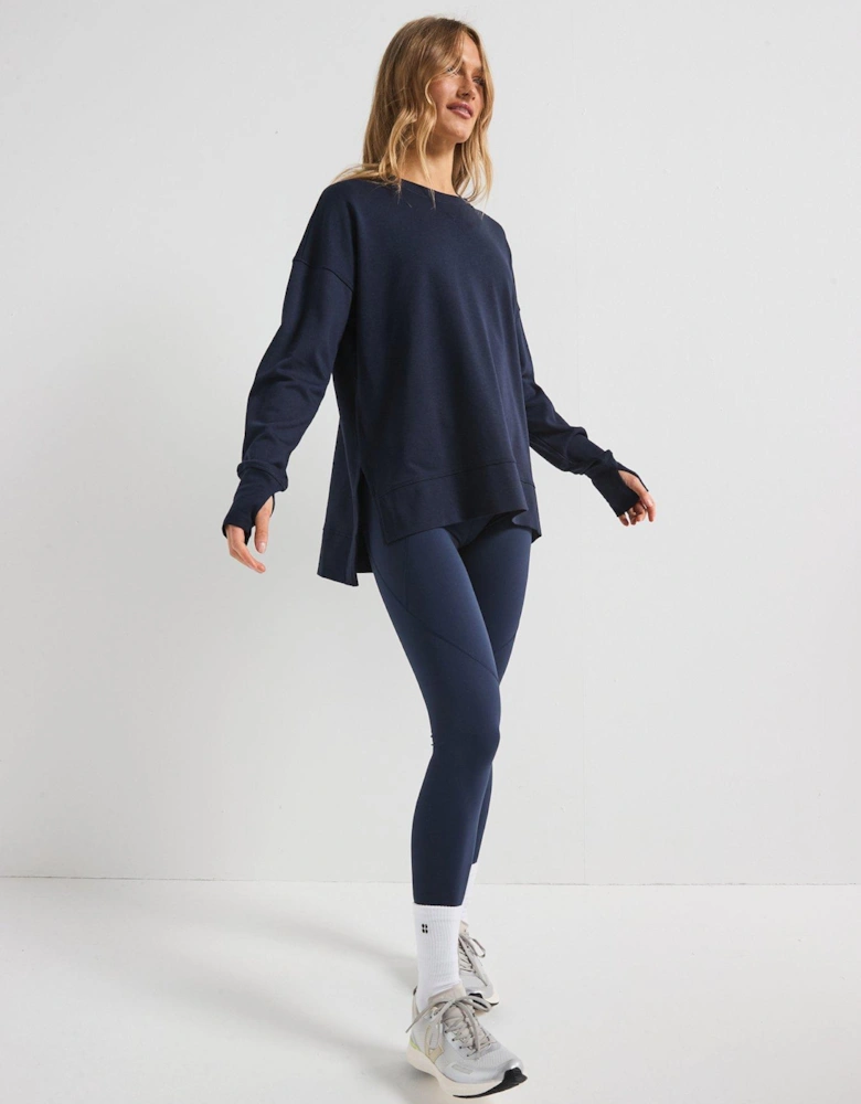 Womens Training After Class Longline Sweatshirt - Navy