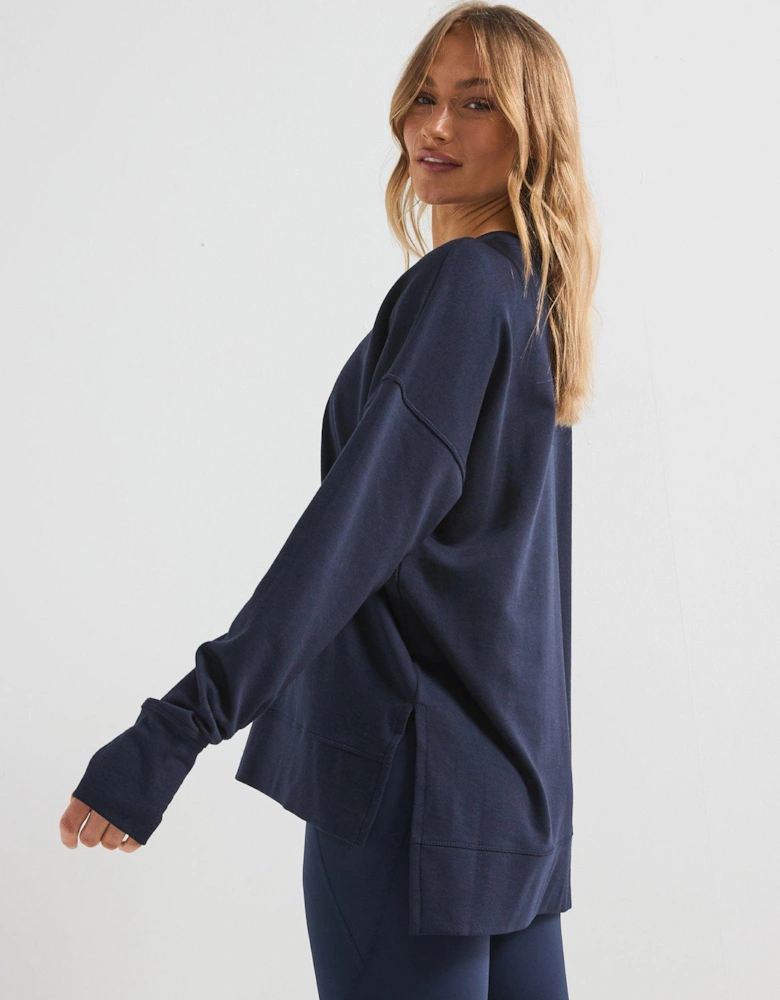 Womens Training After Class Longline Sweatshirt - Navy