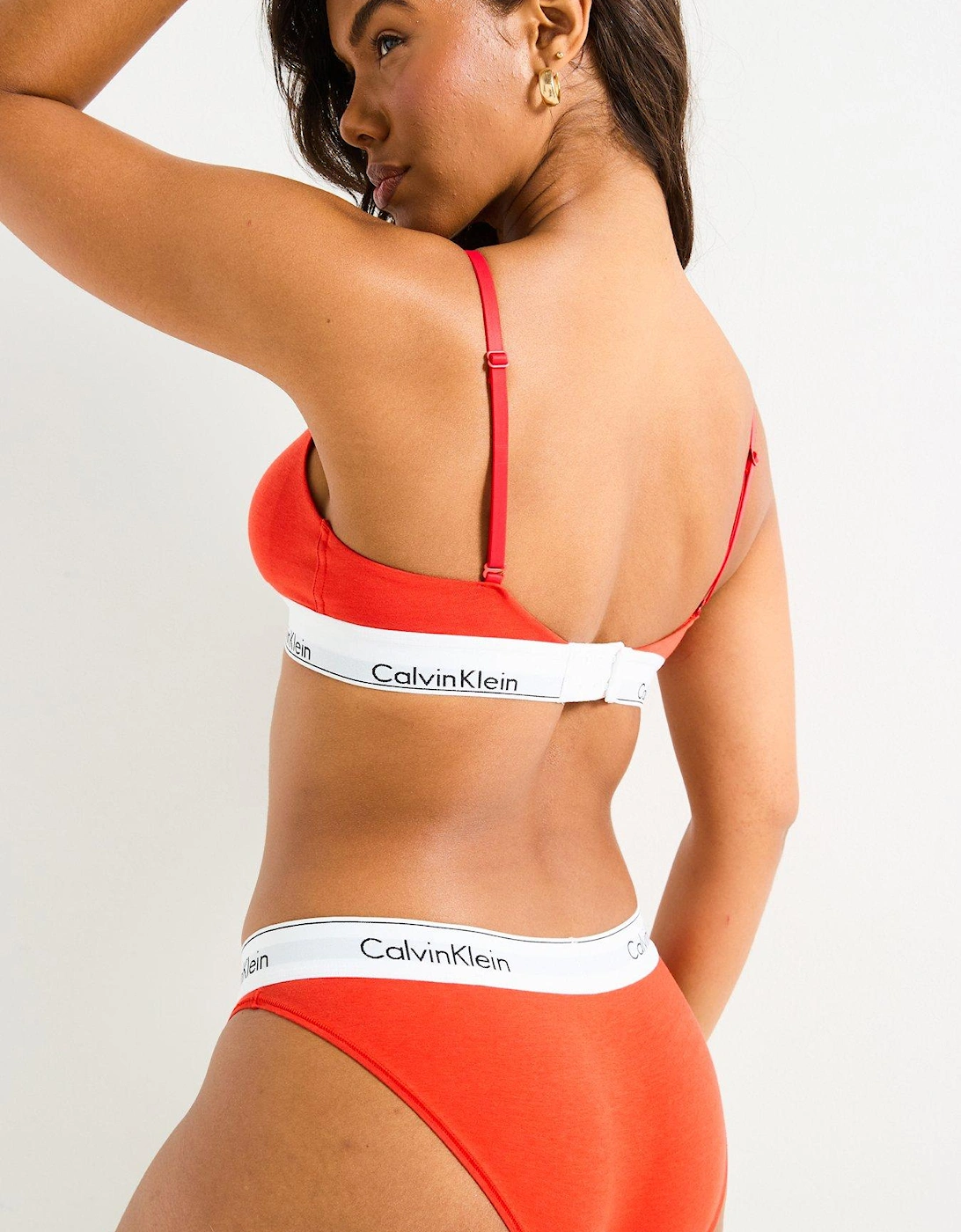 Modern Cotton Lightly Lined Triangle Bralette - Red