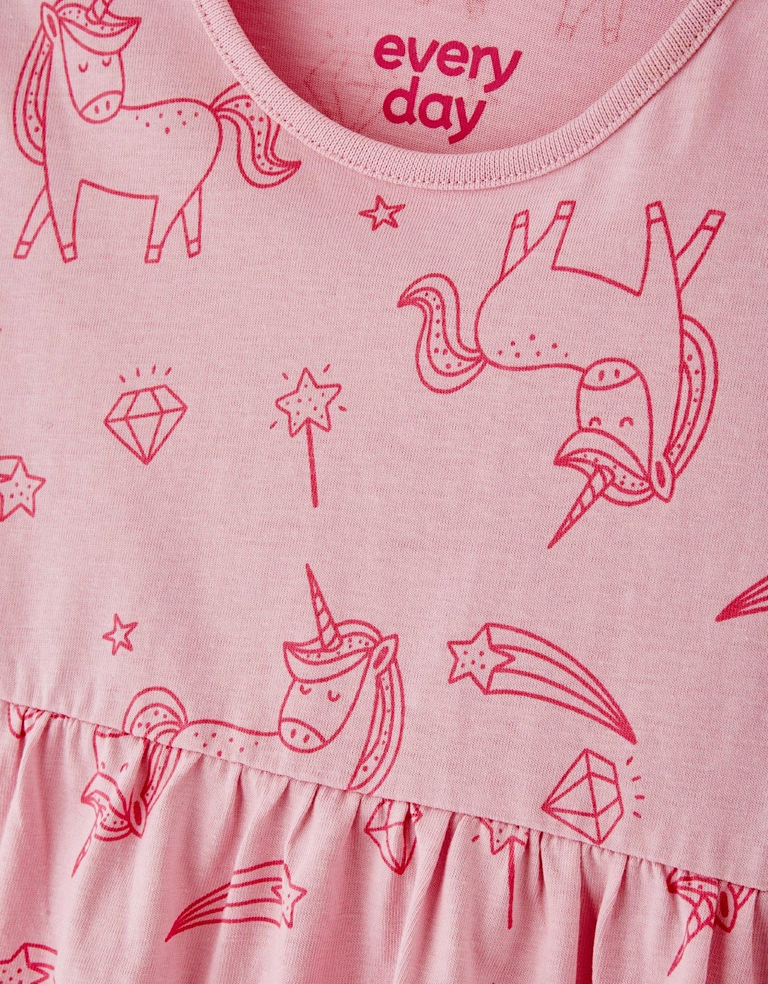 Girls 2 Pack Unicorn Short Sleeve Jersey Dress - Multi