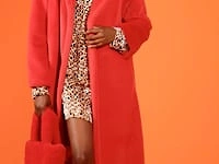 Red Faux Fur Midi Coat