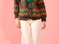 Green Banana Peel & Faux Fur Collar & Cardigan