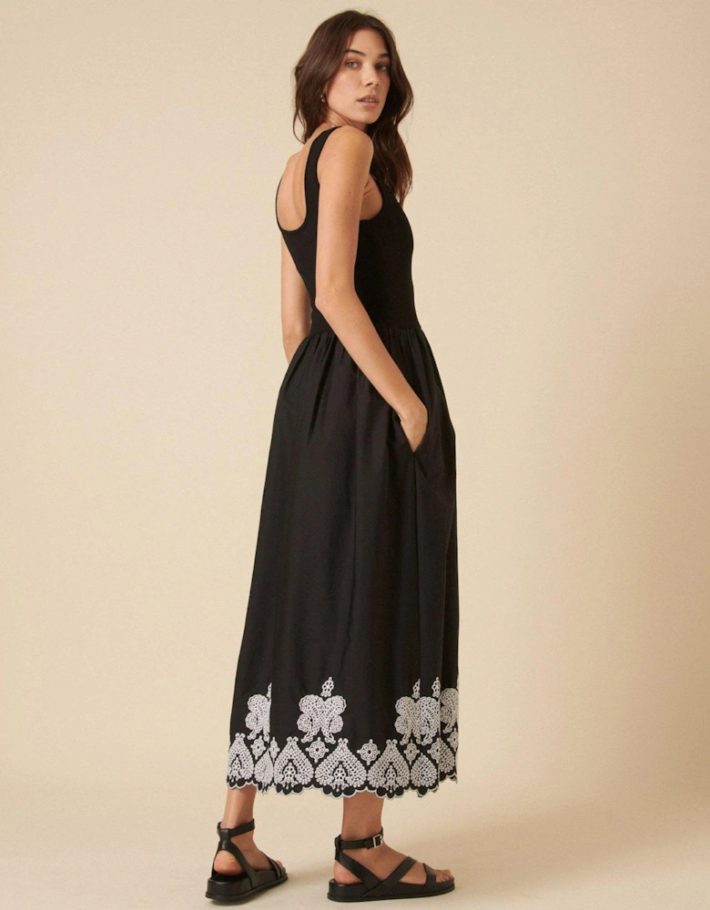 Colorado Embroidered Midi Dress - Black