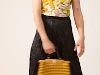 Black and yellow Silk Scarf