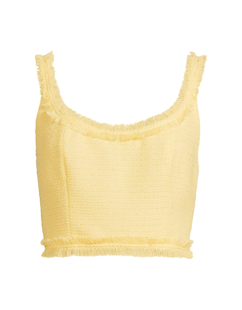 Co-Ord Cropped Frayed Top - Yellow