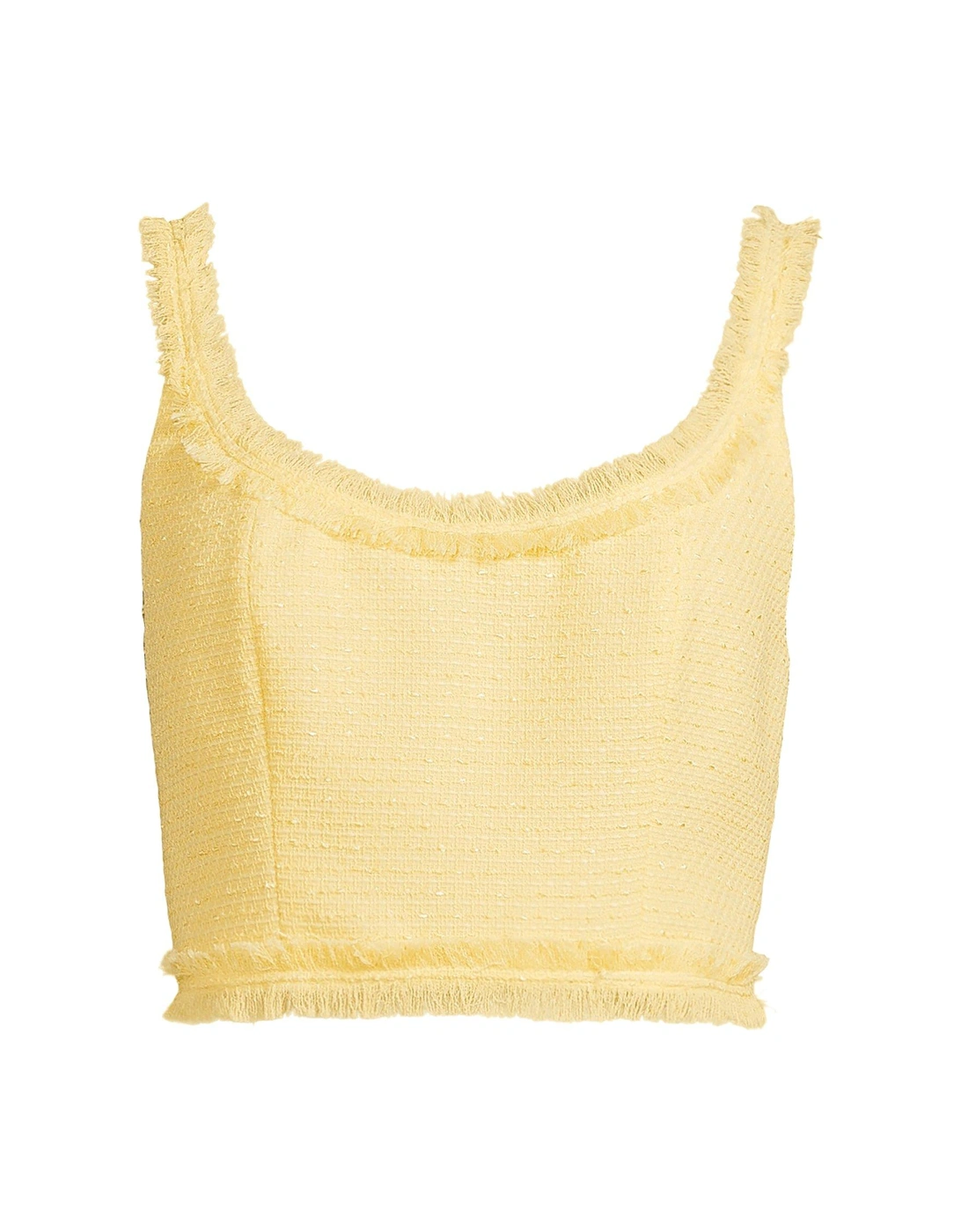 Co-Ord Cropped Frayed Top - Yellow