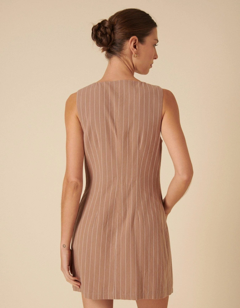 Pinny Stripe Mini Dress - Natural Stone