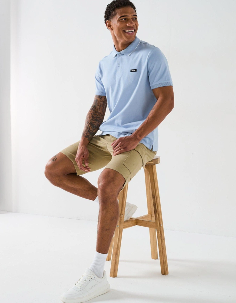 Pique Tipped Logo Polo Shirt - Light Blue