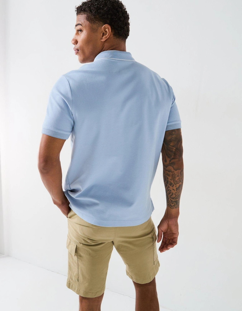 Pique Tipped Logo Polo Shirt - Light Blue