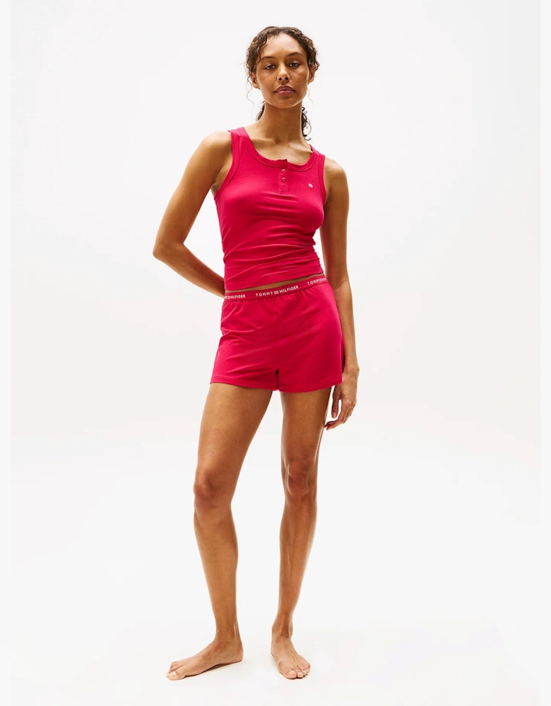 LOGO Womens Racerback Pyjama Set Vivacious Pink
