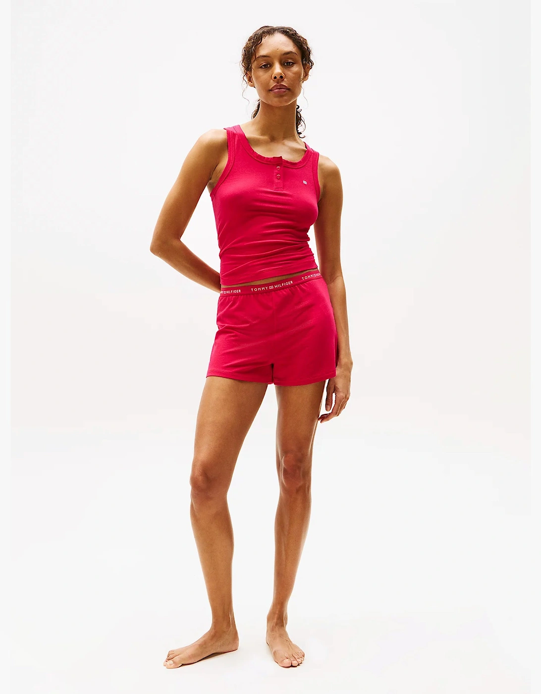 LOGO Womens Racerback Pyjama Set Vivacious Pink, 7 of 6