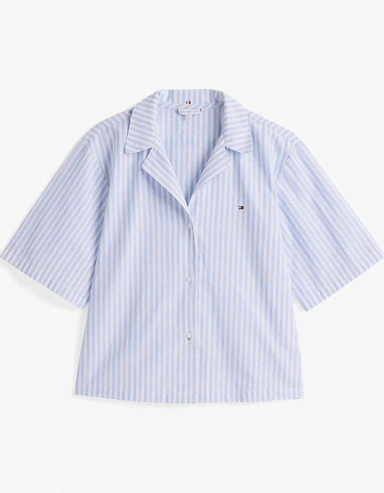 LINEN Relaxed Pyjama Set Womens Multi Stripes Blue Spell