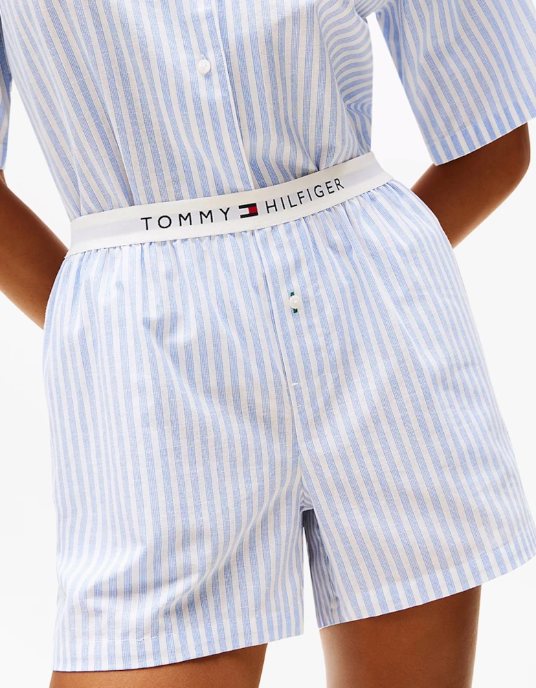 LINEN Relaxed Pyjama Set Womens Multi Stripes Blue Spell