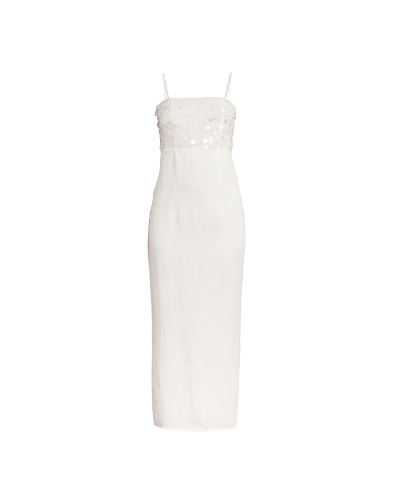 Shell Sequin Midaxi Dress - Cream