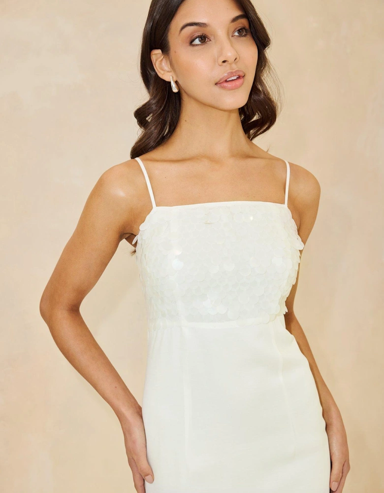 Shell Sequin Midaxi Dress - Cream