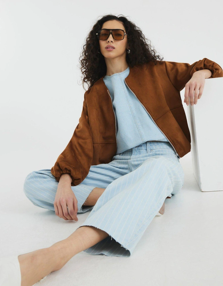 Seamed Barrel Stripe Jeans - Blue