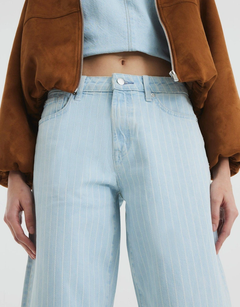 Seamed Barrel Stripe Jeans - Blue