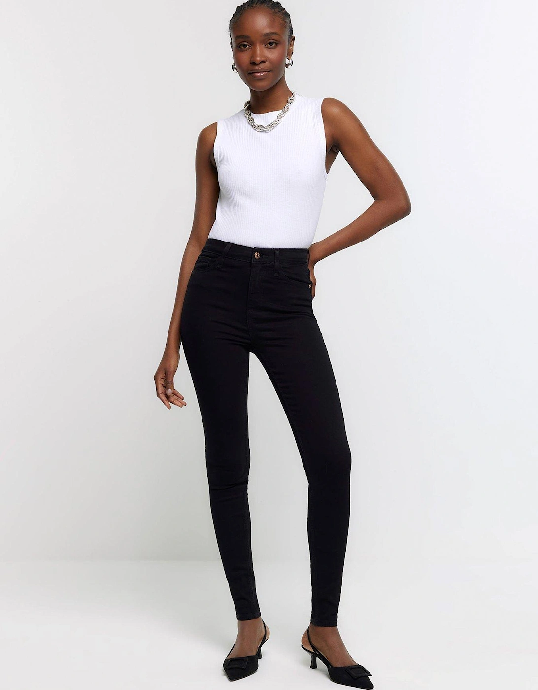 High Rise Skinny Jeans - Black