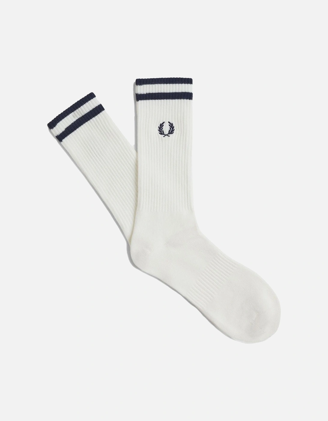 Ribbed Tennis Socks Off White/Navy, 3 of 2