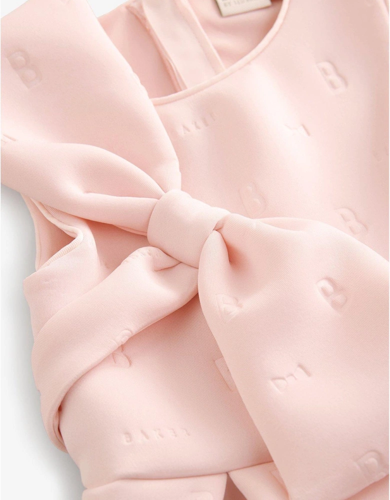 Girls Bow Detail Dress - Pink