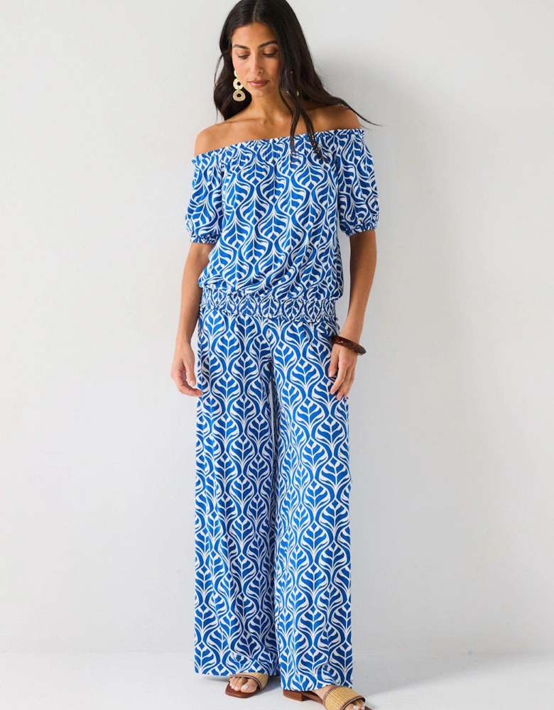 Bardot Shirred Waist Top