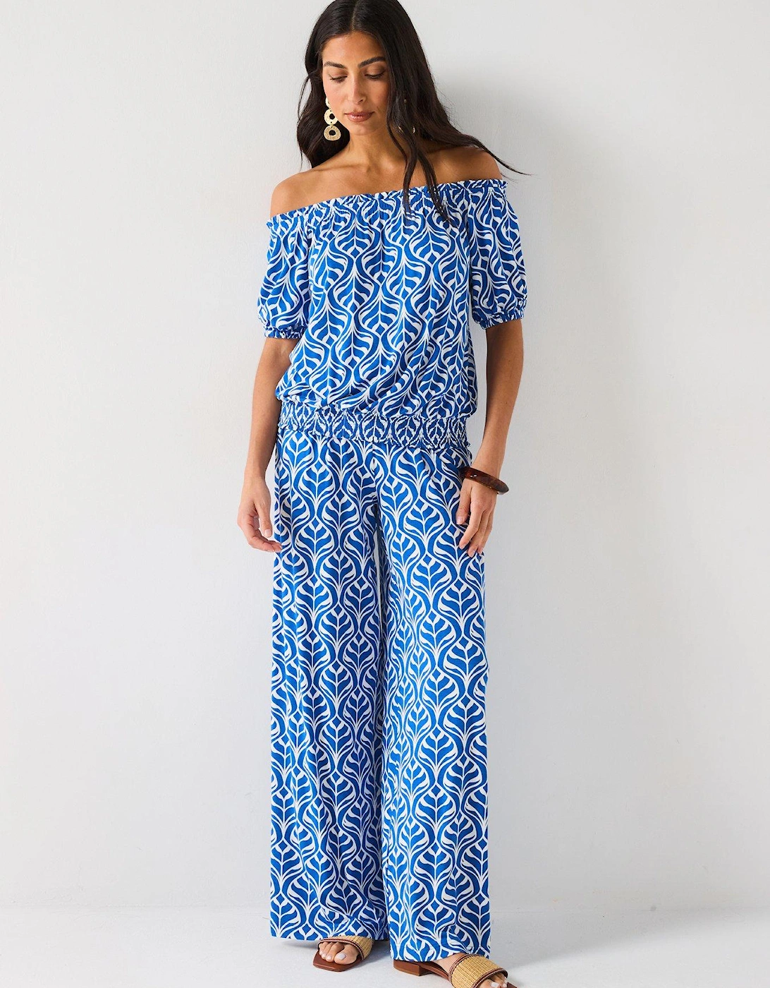 Bardot Shirred Waist Top