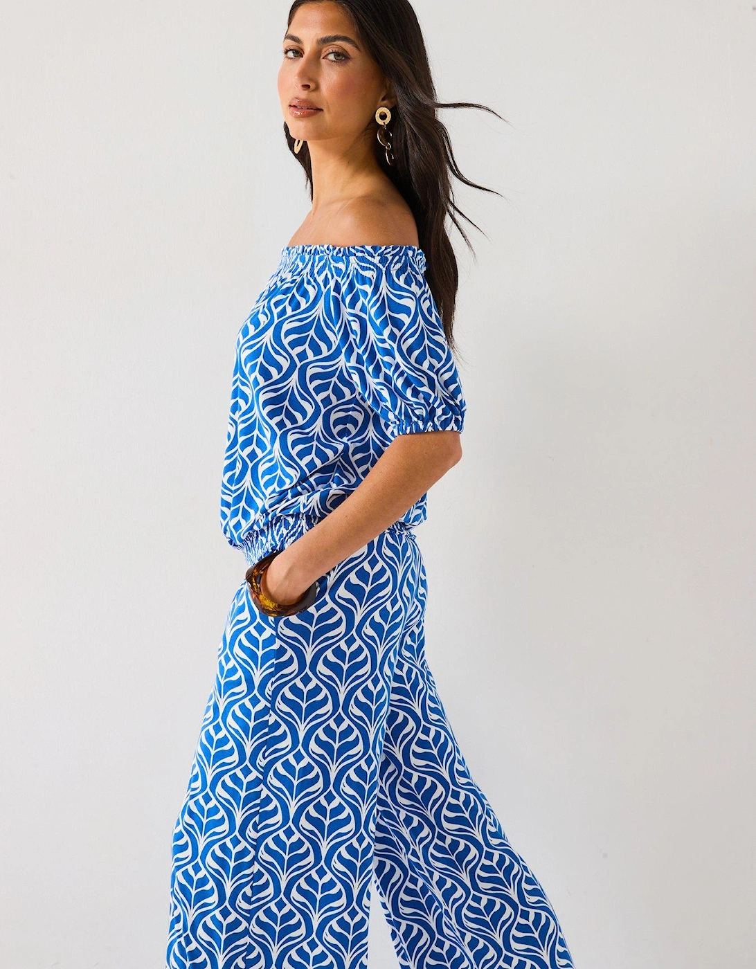 Bardot Shirred Waist Top