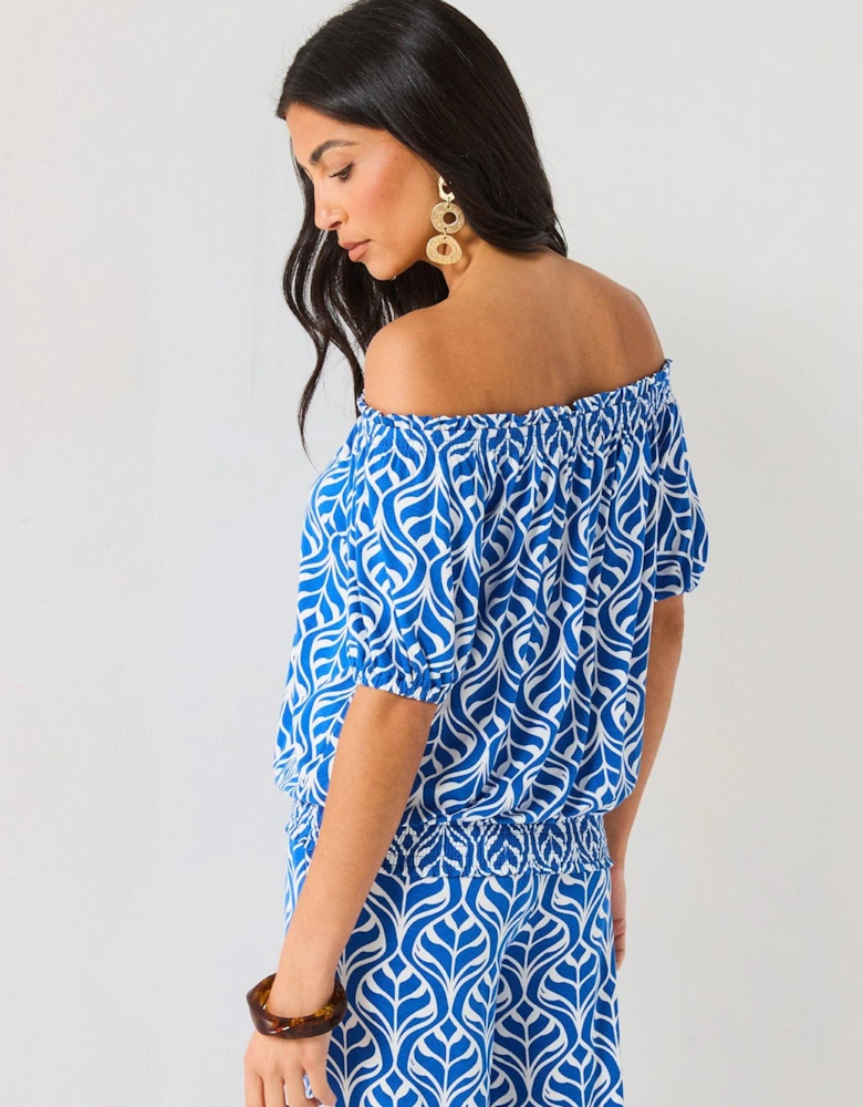 Bardot Shirred Waist Top