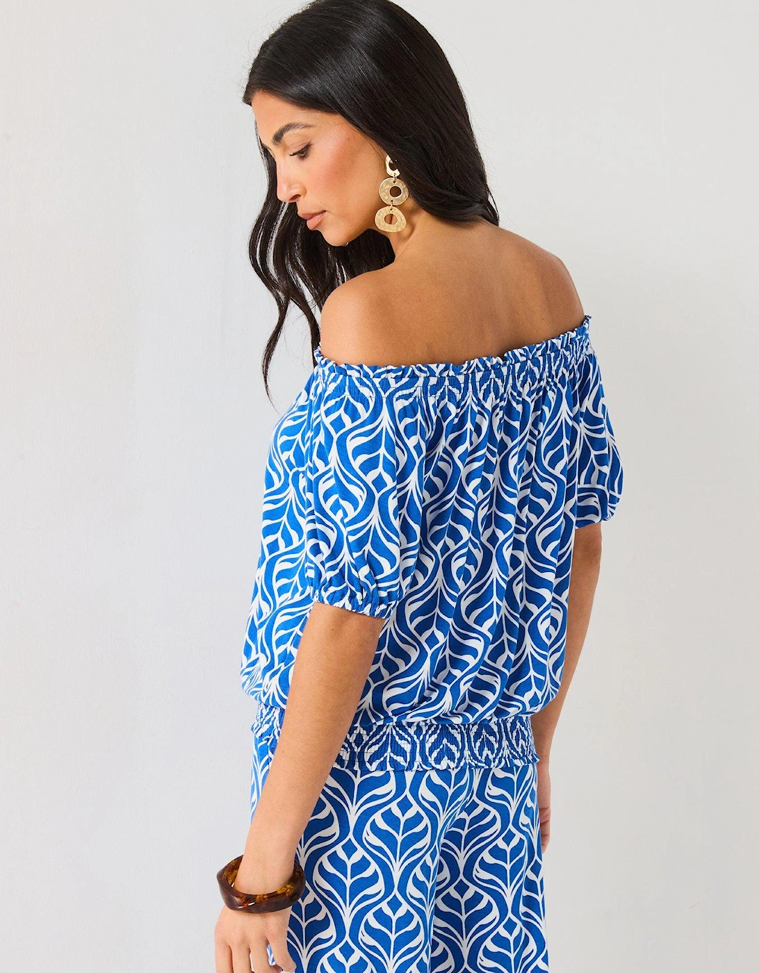 Bardot Shirred Waist Top