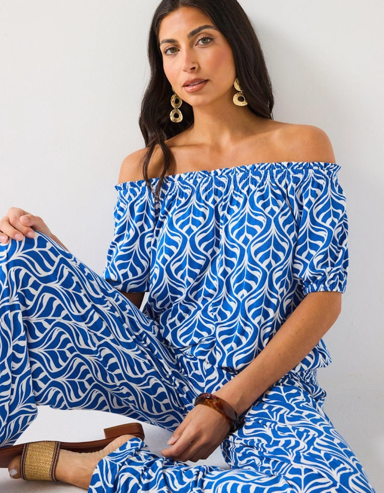 Bardot Shirred Waist Top