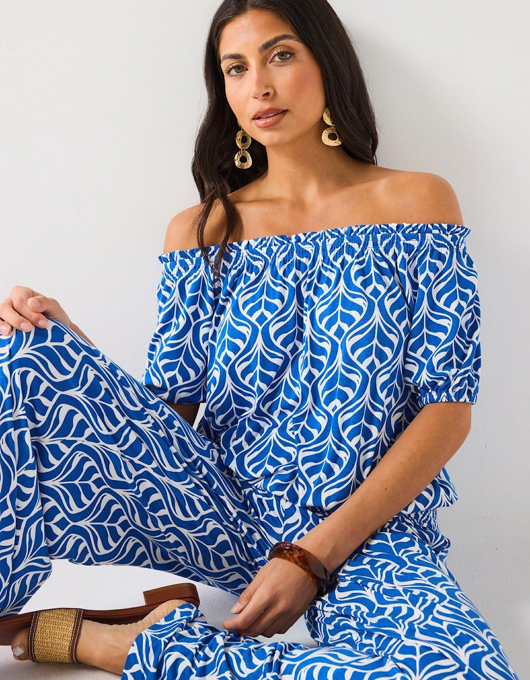 Bardot Shirred Waist Top