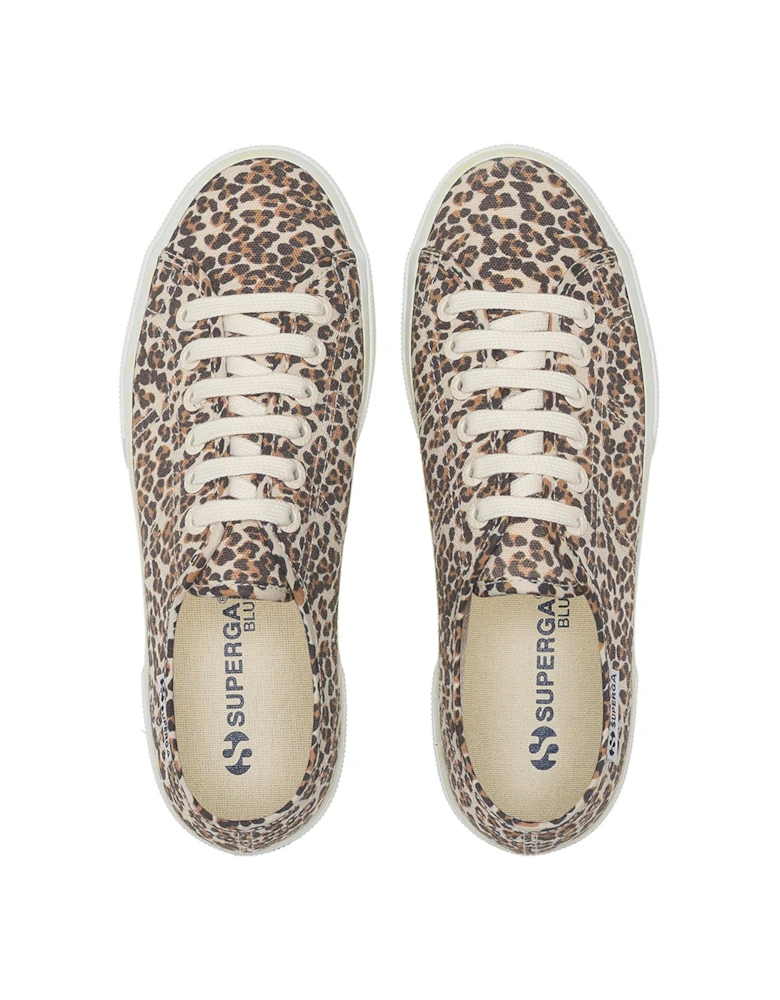 3740 Platform Leopard Print Plimsoll - Beige