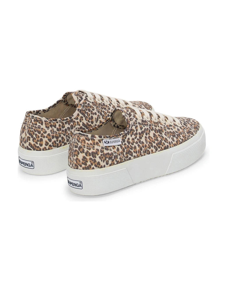 3740 Platform Leopard Print Plimsoll - Beige