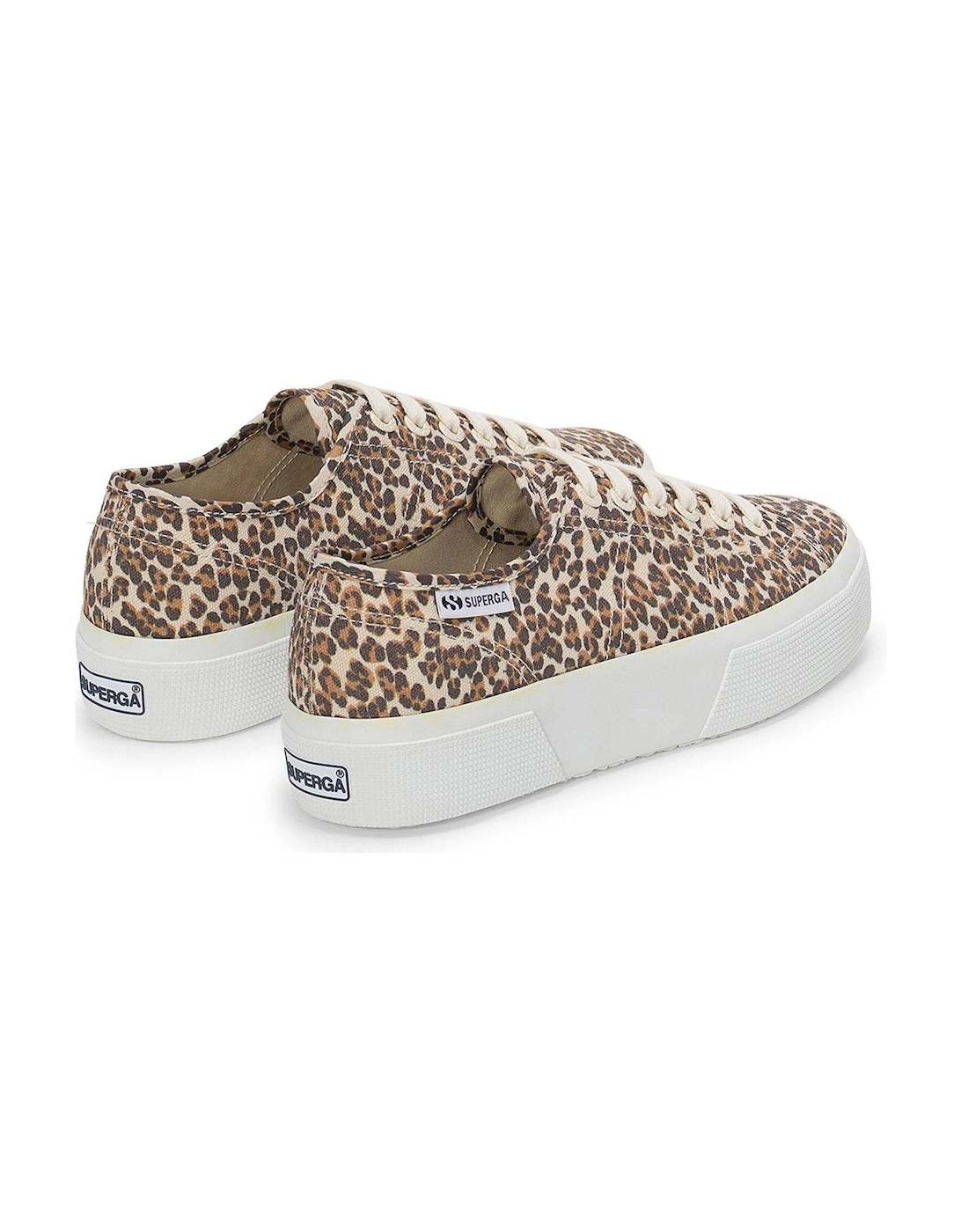 3740 Platform Leopard Print Plimsoll - Beige