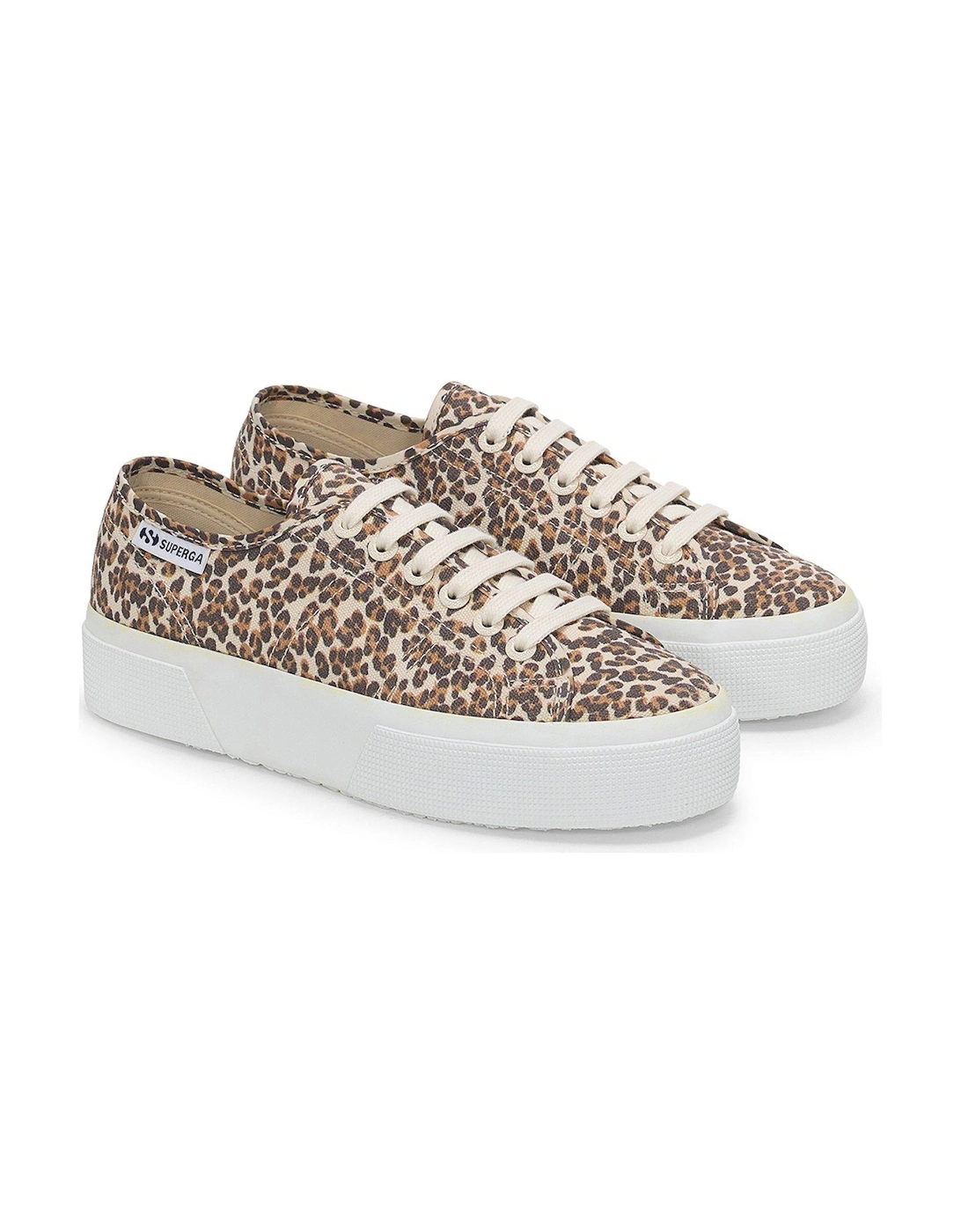 3740 Platform Leopard Print Plimsoll - Beige