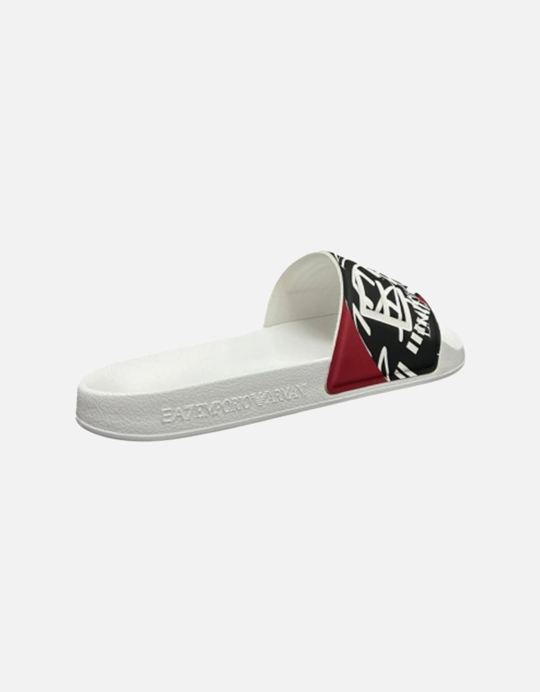 Emporio Armani Visibility Logo Slides White/Red Rings Print