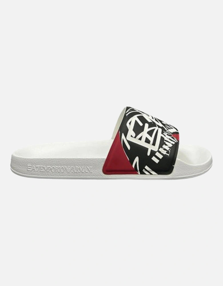 Emporio Armani Visibility Logo Slides White/Red Rings Print