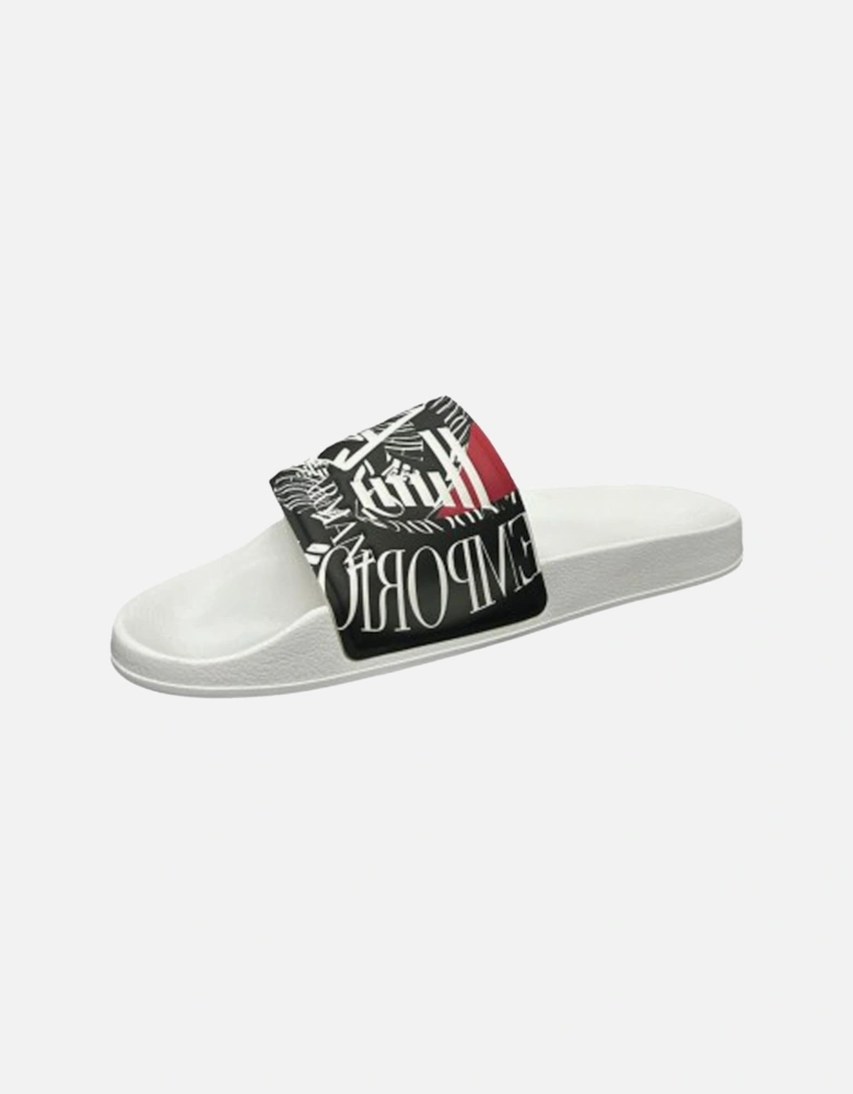Emporio Armani Visibility Logo Slides White/Red Rings Print