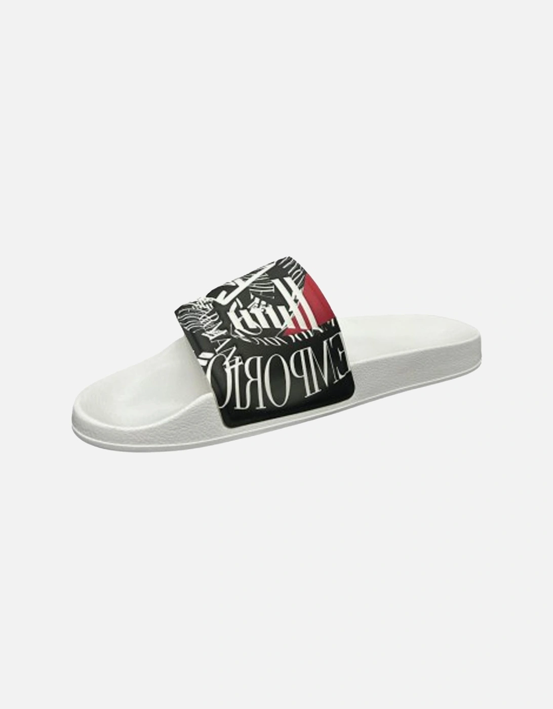 Emporio Armani Visibility Logo Slides White/Red Rings Print